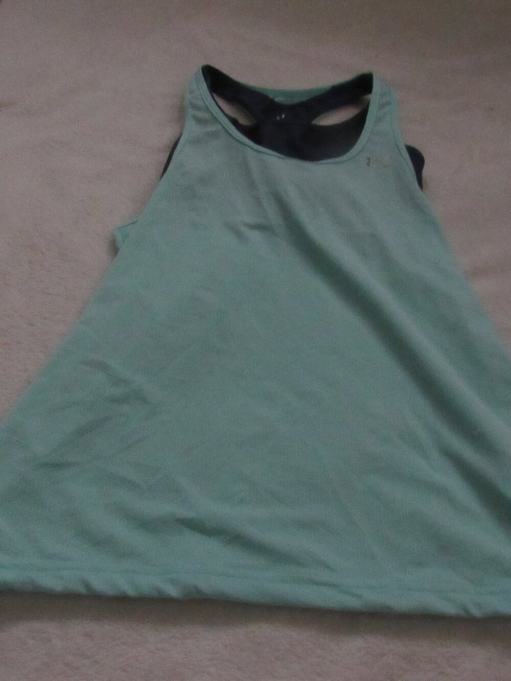 Under Armour Teal/Green 2-fer Athletic Top Shirt USED Small